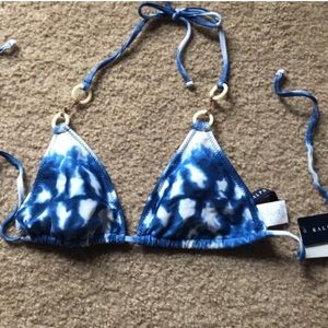 New Ralph Lauren dye tie blue and white bikini top XS